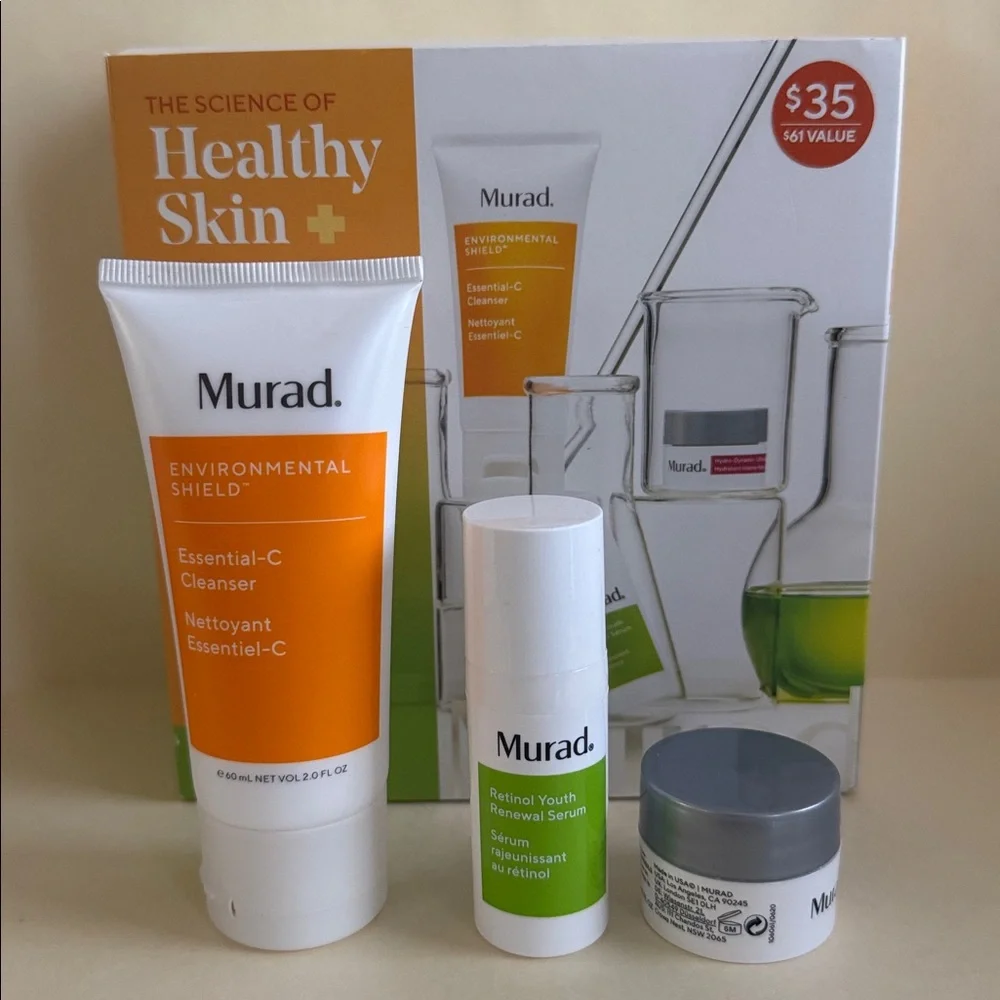 MURAD The Science Of Healthy Skin 3p Cleanser Retinol Serum Moisturizer $61 NIB